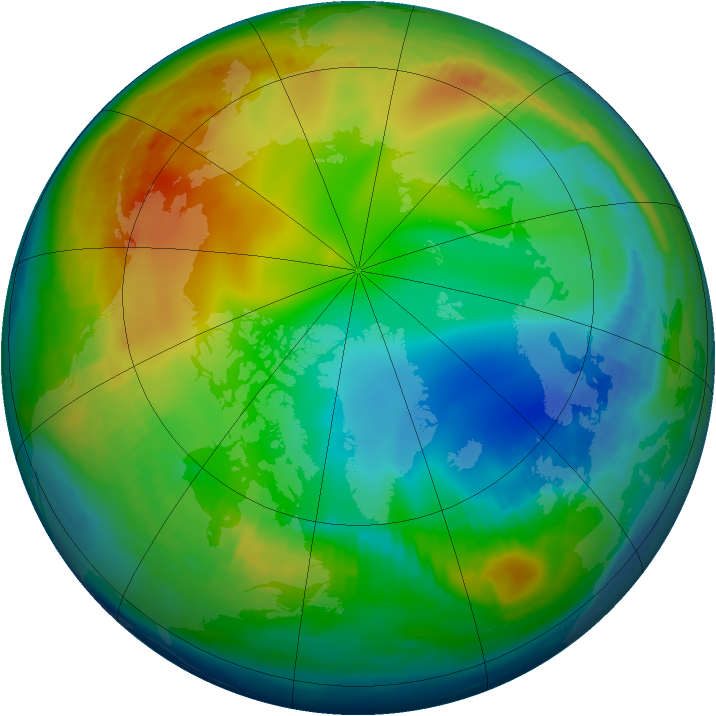 Arctic ozone map for 18 December 1997